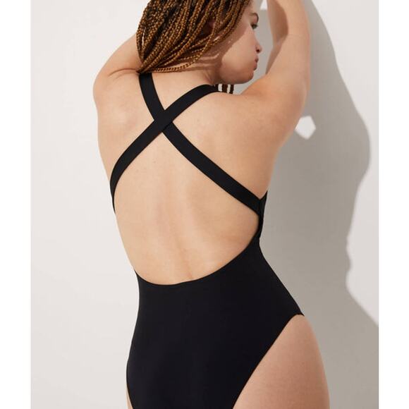 Andie Swim The Tulum One Piece Swimsuit Resortwear Beach Flat Black Classic Sz M - Picture 3 of 9